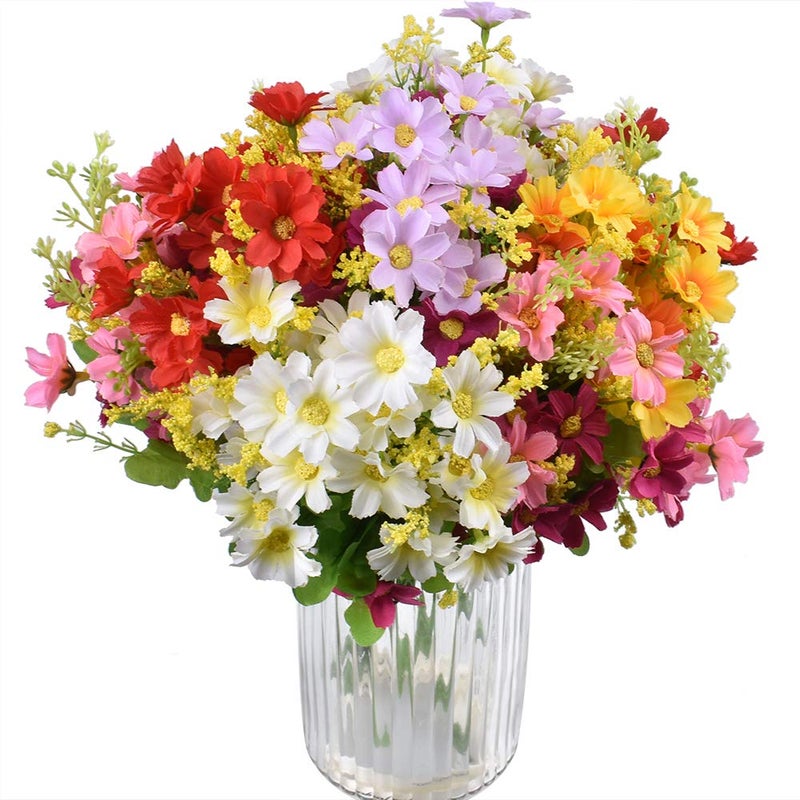 XONOR 10 Bouquets Artificial Flowers Fake Silk Daisy Plants for Indoor Home Wedding Party Decoration, Assorted Colors Daisy for Spring Summer Decoration - Image 5